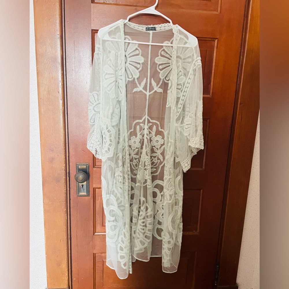 White lacy shawl, coverup, kimono